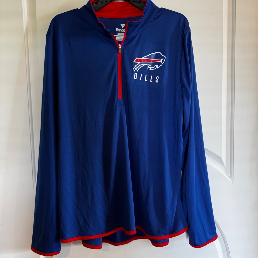 Fanatics Pullover Womens 2XL Blue Buffalo Bills Quarter Zip NFL Performance Top